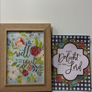 Floral religious Inspirational quotes Art Set wooden frame interchangeable